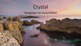  Presentation with calm sea - Beautiful PPT theme featuring seascapes - beautiful seascape calm sea backdrop and a coral colored foreground