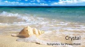  Presentation with seashell - Slide set enhanced with seashell on the beach shallow background and a lemonade colored foreground