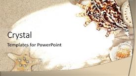  Presentation with beach frame - PPT theme featuring seashell with sand beach frame background and a white colored foreground