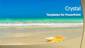  Presentation with seashell - Presentation theme featuring seashells - seashell at the tropical beach background and a gray colored foreground
