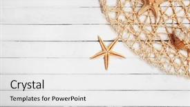  Presentation with fishing net - Slide set featuring seashells and fishing net background and a white colored foreground