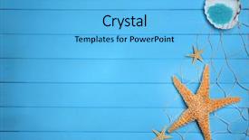  Presentation with blue aged wood sign - Amazing presentation theme having seashells invitation - starfish and shell on blue backdrop and a light blue colored foreground