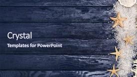  Presentation with blue aged wood sign - PPT theme with seashells invitation - starfish and shells background and a navy blue colored foreground