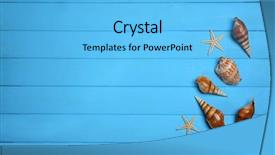  Presentation with shells - Beautiful presentation theme featuring seashells invitation - starfishes and shells on blue backdrop and a light blue colored foreground