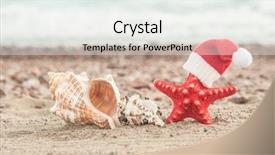  Presentation with summer christmas - PPT theme enhanced with seashells on a summer beach background and a white colored foreground