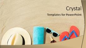  Presentation with sunscreen - Audience pleasing PPT theme consisting of seashells on beach sand backdrop and a lemonade colored foreground