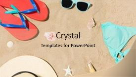  Presentation with sunscreen - Amazing slide deck having seashells on beach sand backdrop and a lemonade colored foreground