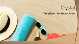  Presentation with sunscreen - Slides featuring seashells on beach sand background and a lemonade colored foreground