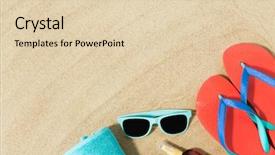  Presentation with sunscreen - PPT layouts enhanced with seashells on beach sand background and a lemonade colored foreground