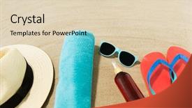  Presentation with sunscreen - Slide set enhanced with seashells on beach sand background and a lemonade colored foreground