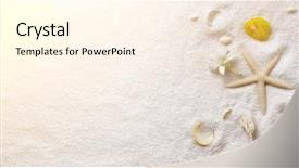  Presentation with sand - Slide set featuring seashells on sand beach background and a cream colored foreground