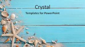  Presentation with seashell - Amazing slides having seashells on wooden background backdrop and a arctic colored foreground