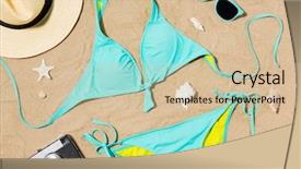  Presentation with vacation - Amazing slide set having seashells s on beach sand backdrop and a soft green colored foreground