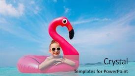  Presentation with seashore - Amazing PPT layouts having seashore - adorable little girl at beach backdrop and a light blue colored foreground