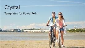  Presentation with lifestyle - Presentation having seashore - people leisure and lifestyle concept background and a light blue colored foreground