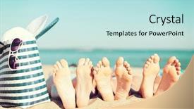  Presentation with seashore - Presentation theme consisting of seashore - summer vacation sunbathing and pedicure background and a sky blue colored foreground