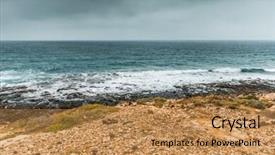  Presentation with gloomy - Amazing presentation theme having seashore in lanzarote in gloomy weather with horizon on the background spain backdrop and a coral colored foreground
