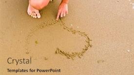  Presentation with seashore - Beautiful theme featuring seashore-with-surf-line-making backdrop and a coral colored foreground