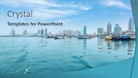  Presentation with qingdao - Cool new presentation with seaside city qingdao backdrop and a light blue colored foreground