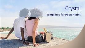  Presentation with honeymoon - Colorful PPT theme enhanced with seaside enjoying each others backdrop and a sky blue colored foreground