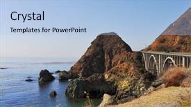  Presentation with pacific - Beautiful theme featuring seaside highway on coast backdrop and a light blue colored foreground