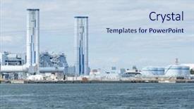 Presentation with industry - PPT theme having thermal energy - seaside industry background and a sky blue colored foreground