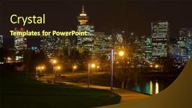  Presentation with vancouver - Amazing PPT theme having seaside-promenade-at-night backdrop and a tawny brown colored foreground