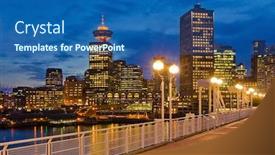  Presentation with vancouver - Slides featuring seaside-promenade-at-night background and a ocean colored foreground