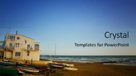  Presentation with qoute for a golden year - Beautiful PPT theme featuring seaside resort in south-eastern backdrop and a light blue colored foreground