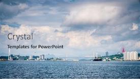  Presentation with long bridge - Theme with seaside-view-of-bai-chay background and a lemonade colored foreground