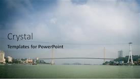  Presentation with long bridge - Slide deck enhanced with seaside-view-of-bai-chay background and a light gray colored foreground
