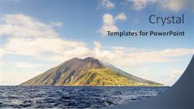  Presentation with coast - Cool new slide deck with seaside-view-of-stromboli-island backdrop and a light blue colored foreground