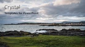  Presentation with sky - Slide deck having seaside-view-with-dramatic-sky background and a light gray colored foreground