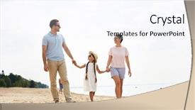  Presentation with group of three young girl - Colorful presentation theme enhanced with seaside while walking along seashore backdrop and a cool aqua colored foreground