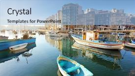  Presentation with malta - Cool new presentation theme with seaside with boats malta backdrop and a light blue colored foreground