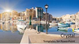  Presentation with malta - Audience pleasing theme consisting of seaside with boats malta backdrop and a coral colored foreground