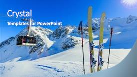  Presentation with cable - PPT layouts with season mountains and cable car background and a cobalt blue colored foreground