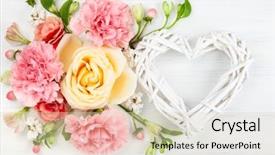  Presentation with beautiful spring flowers - Theme having season s greeting - beautiful spring flowers on white background and a soft green colored foreground