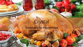  Presentation with christmas candles - Cool new presentation theme with season sage - roasted turkey on holiday table backdrop and a gold colored foreground