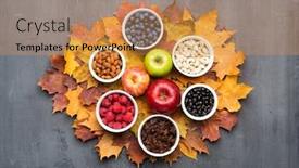  Presentation with maple leaves - Slide deck with seasonal-autumn-background-frame background and a coral colored foreground