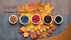  Presentation with maple leaves - PPT theme featuring seasonal-autumn-background-frame background and a gold colored foreground