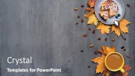  Presentation with cup cake - Slides consisting of seasonal-autumn-background-frame background and a gray colored foreground