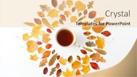  Presentation with black tea - Audience pleasing presentation theme consisting of seasonal-drinks-concept-cup backdrop and a lemonade colored foreground