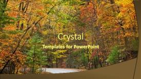  Presentation with fall foliage - Slide deck featuring seasonal-fall-foliage-and-roadway background and a tawny brown colored foreground