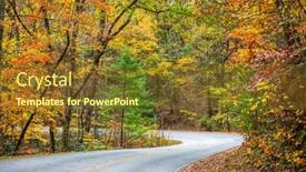 Presentation with fall foliage - Cool new theme with seasonal-fall-foliage-and-roadway backdrop and a tawny brown colored foreground