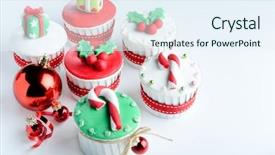  Presentation with christmas red - Slide set consisting of seasonal festive christmas mini dessert background and a sky blue colored foreground