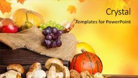  Presentation with agriculture - Theme featuring seasonal harvested agriculture products in wooden box with blur background background and a yellow colored foreground