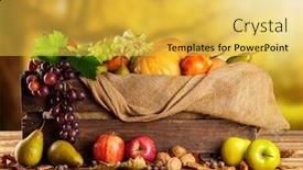  Presentation with agriculture - PPT layouts enhanced with seasonal harvested agriculture products in wooden box with blur background background and a yellow colored foreground