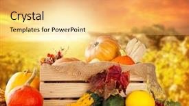  Presentation with agriculture - Amazing slide deck having seasonal harvested agriculture products in wooden box with blur background backdrop and a yellow colored foreground