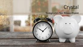  Presentation with piggy bank - Cool new slides with seasonal investing - holiday expenses concept piggy bank backdrop and a coral colored foreground